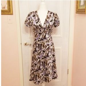 LAUNDRY purple print satin dress